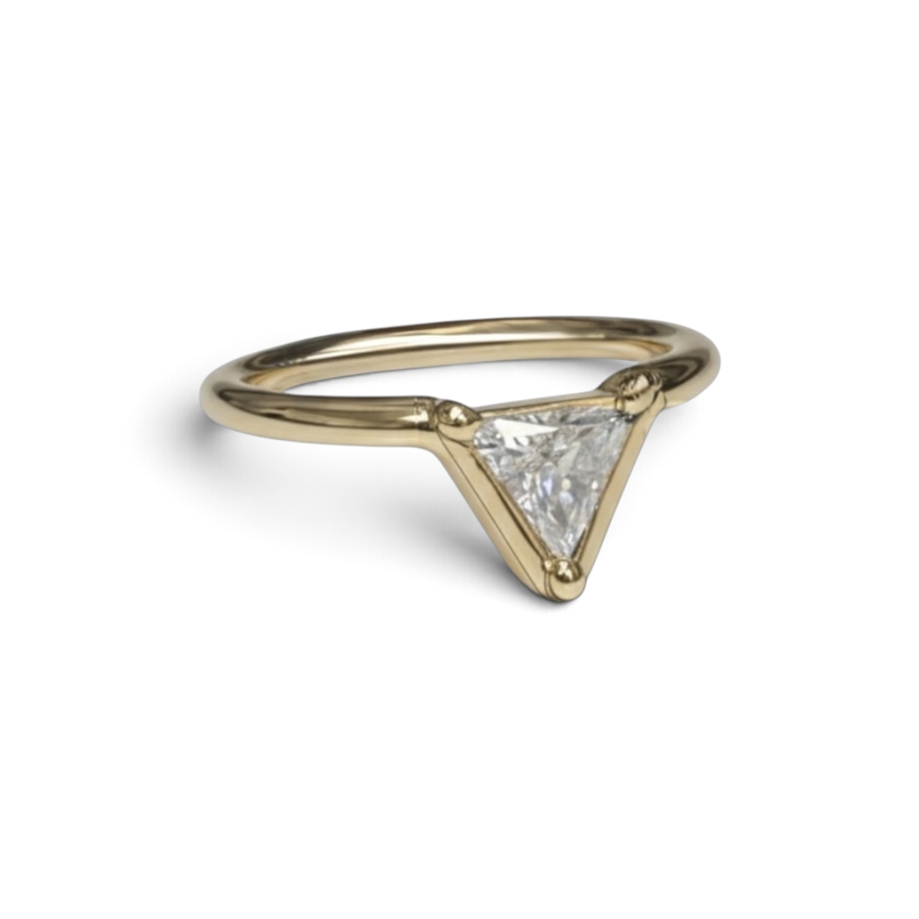 14KT Yellow Gold 0.40ct Trillion Diamond Solitaire Fashion Ring