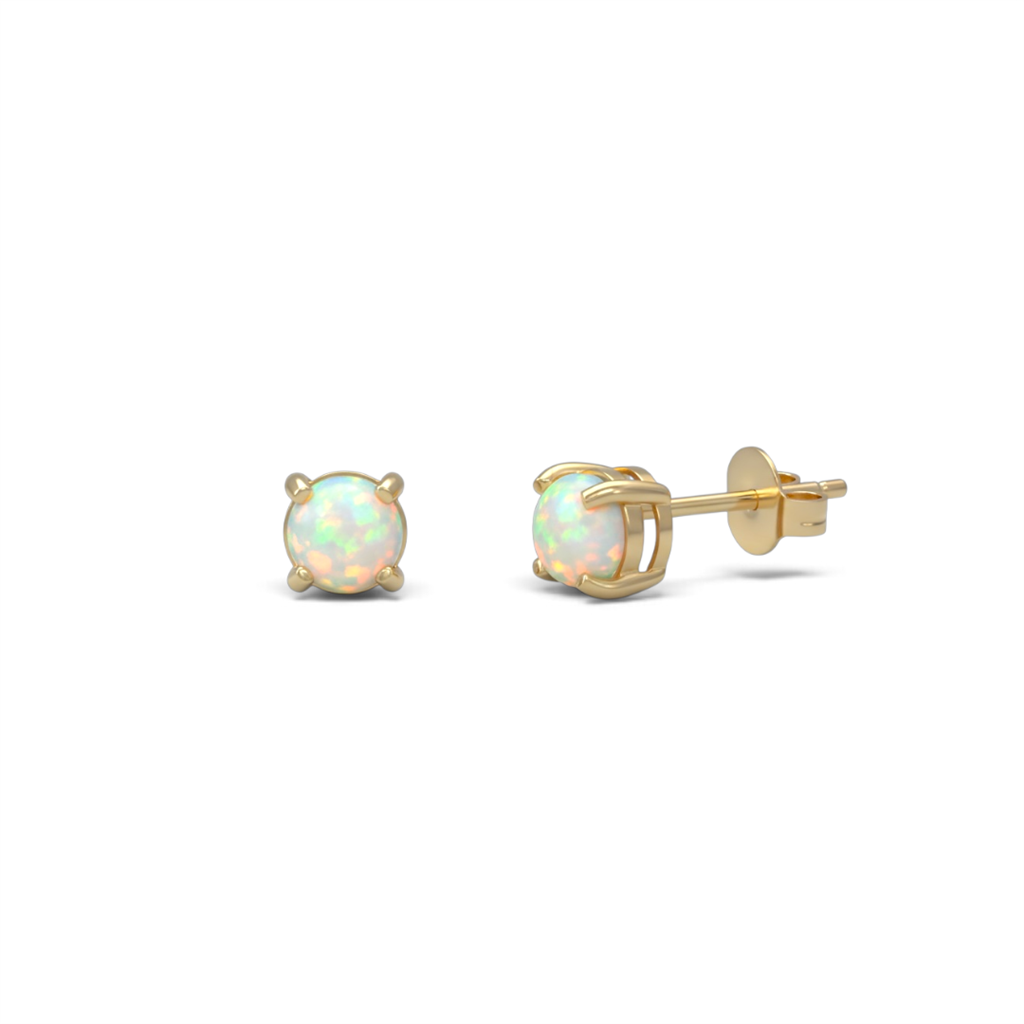 14KT Yellow Gold Ethiopian Opal Stud Earrings