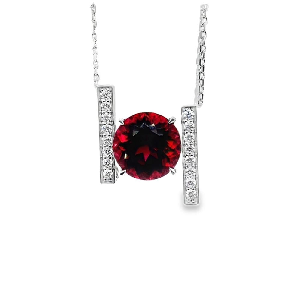 14kt White Gold Diamond & Pink Tourmaline Necklace (8.08ct Tourmaline, 0.53ct Diamonds, 18")