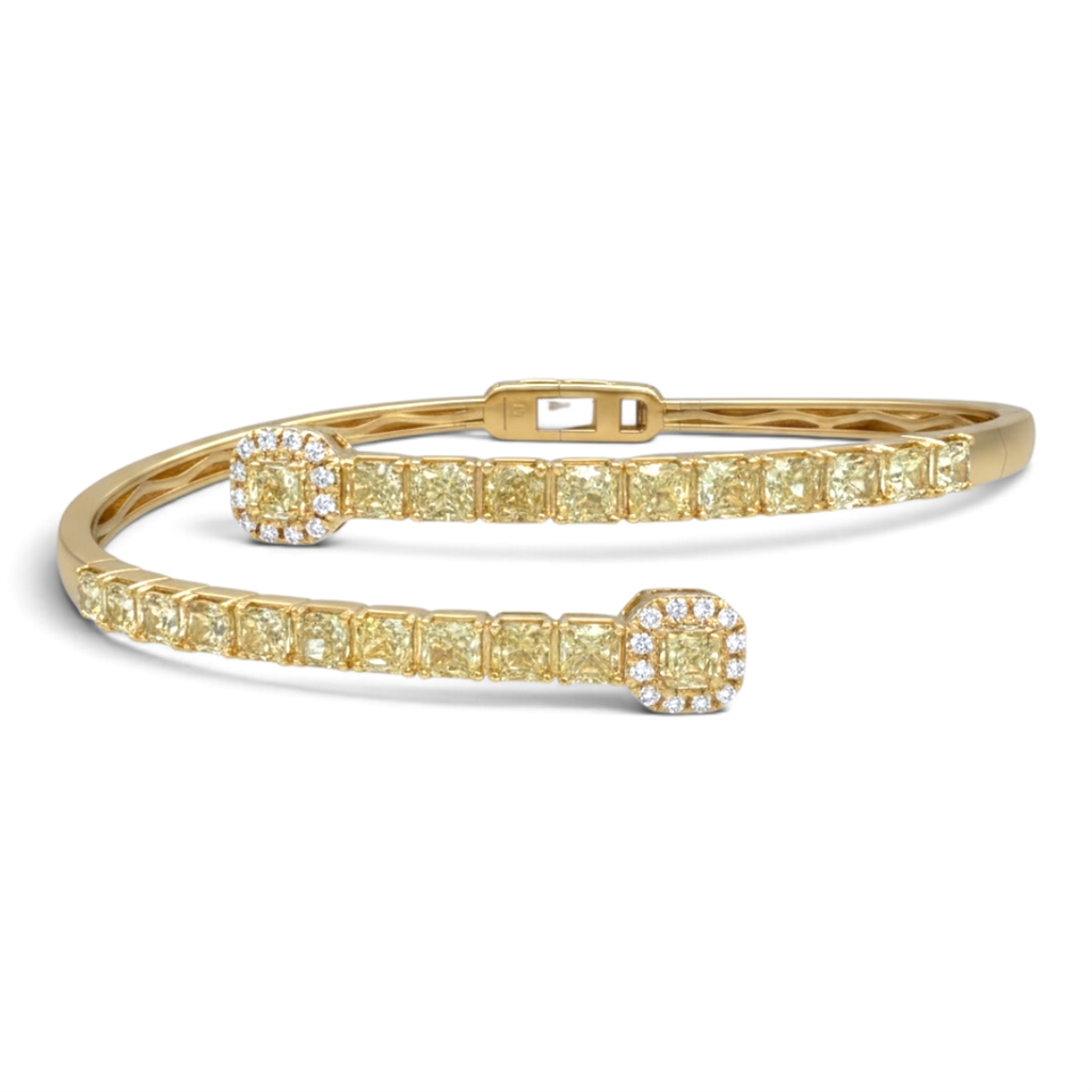 18KT Yellow Gold Yellow Diamond Crossover Cuff Bracelet