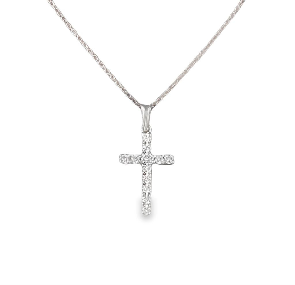 14kt White Gold Diamond Cross Pendant