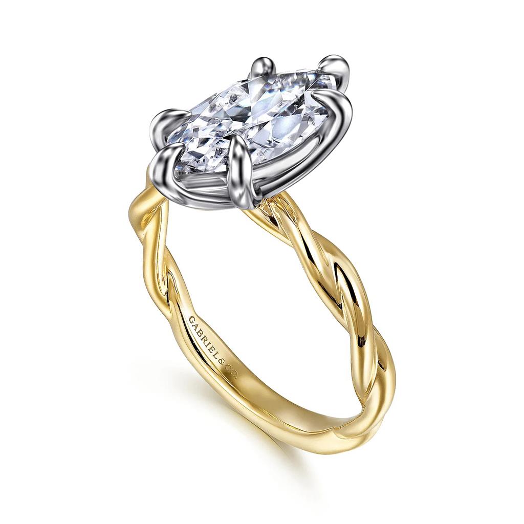 14kt Two-Tone Marquise 6-Prong Diamond Engagement Ring side view