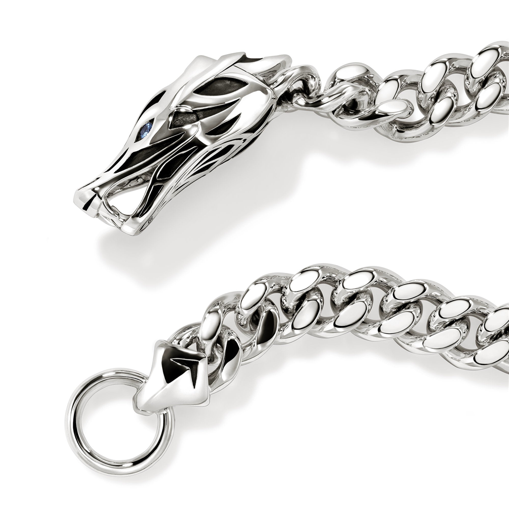 Sterling Silver Blue Sapphire 11mm Naga Bracelet