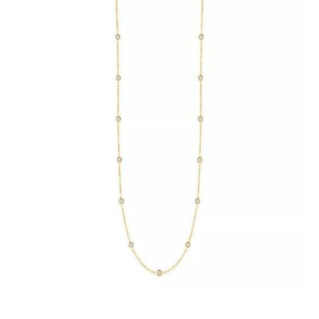 18 kt Yellow Gold 13 Station Diamond Necklace