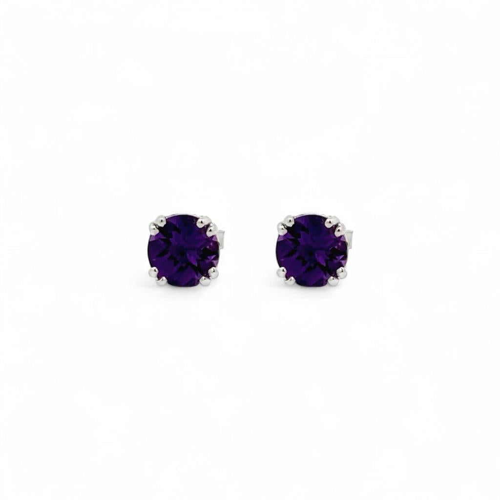 14kt White Gold Amethyst Stud Earrings