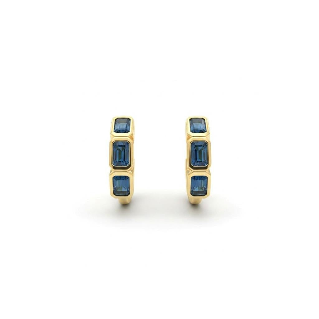 14kt Yellow Gold Bezel-Set London Blue Topaz Earrings