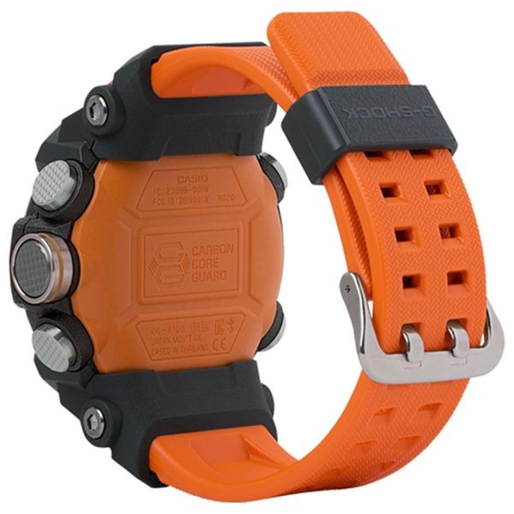 G-Shock Carbon Fiber-Orange Resin Black Index/Arabic Dial Mudmaster - GGB100-1A9