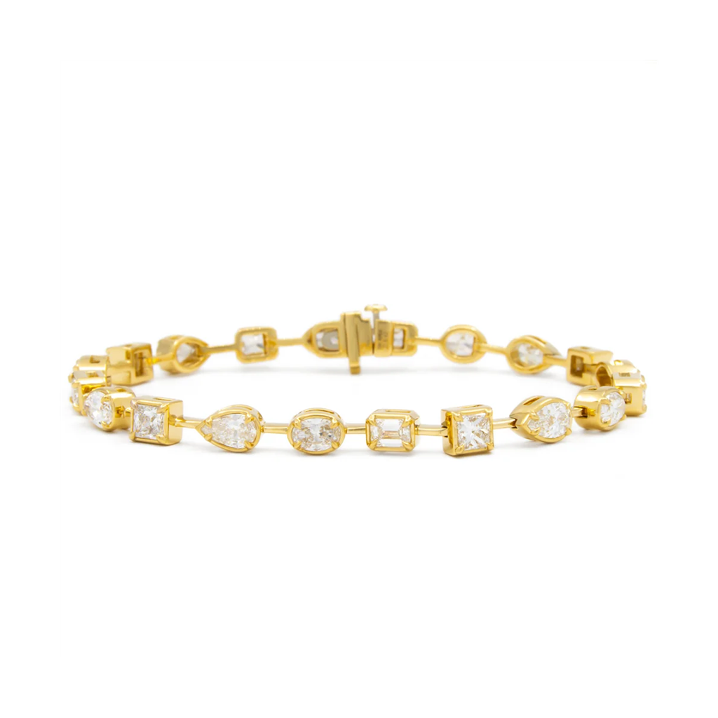 18KT Yellow Gold 6.05ct Multi-Shape Diamond Tennis Bracelet