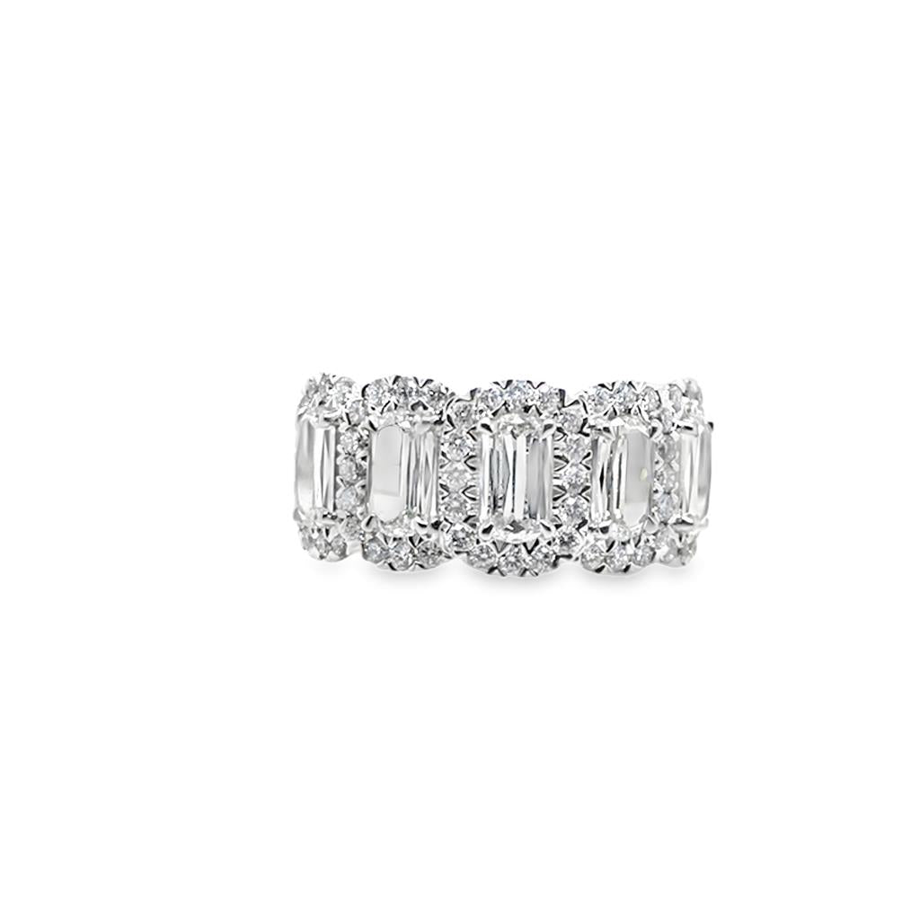 18kt White Gold 5-Stone L'Amour Crisscut Diamond Halo Fashion Ring