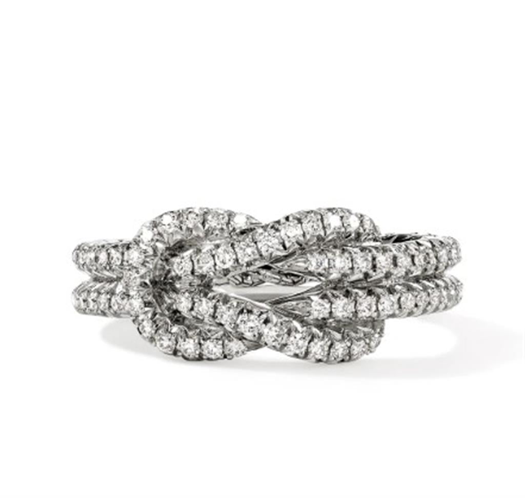 Sterling Silver Diamond Love Knot Ring