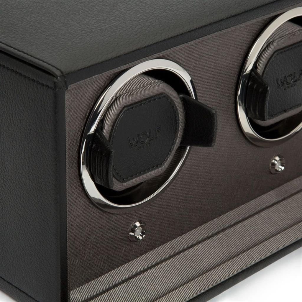 Wolf Cub Double Watch Winder with Cover 461103 – Black