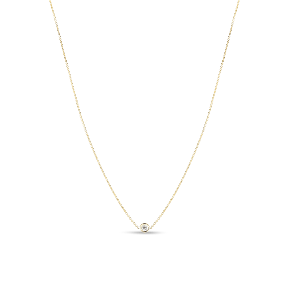 18K GOLD 1 DIAMOND STATION NECKLACE