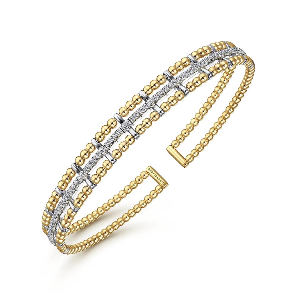 14kt Two-Tone Wide Bujukan Cuff Diamond Bracelet BG4323-57M45JJ