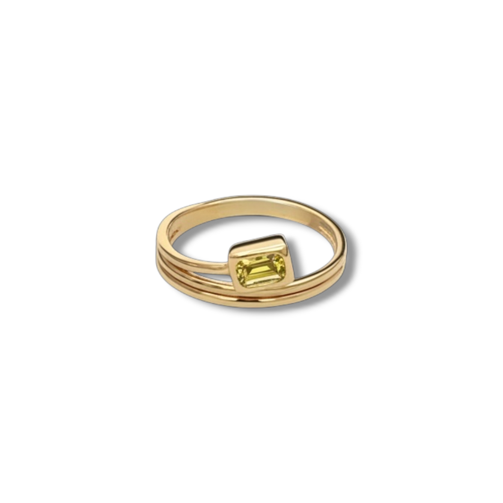 14K Yellow Gold Bezel-Set Yellow Sapphire Wrap Style Ring
