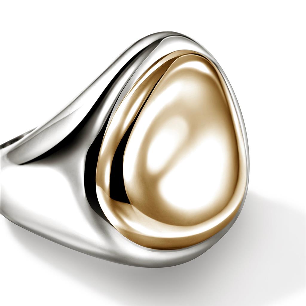 Sterling Silver & 14k Yellow Gold Pebble Ring RZZ98746X8