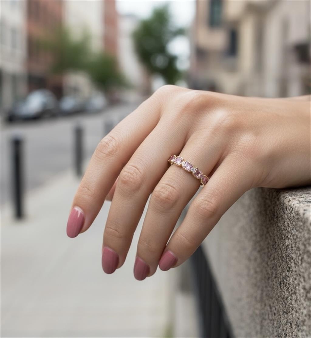 14KT Yellow Gold Pink Tourmaline And Diamond Ring