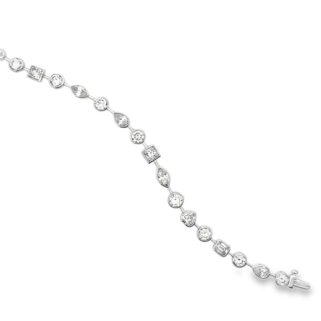 14KT White Gold Multi-Shape Bezel-Set 9.55ct Diamond Bracelet