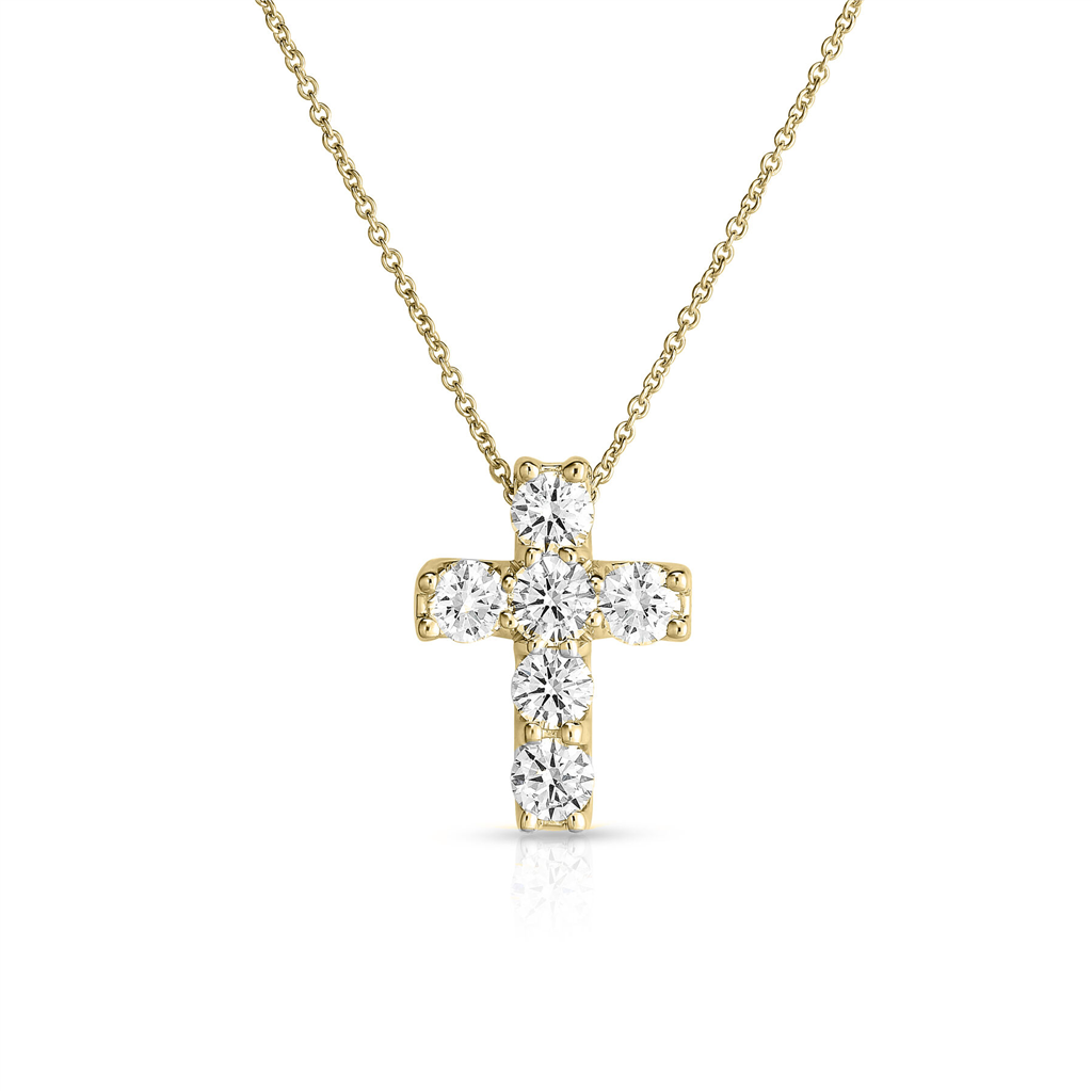 18kt Yellow Gold Diamond Cross Pendant Necklace