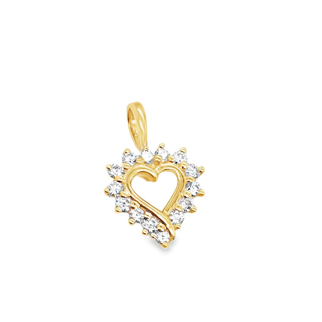 14kt Yellow Gold Diamond Heart Pendant
