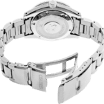 Stainless steel Seiko watch with intricate design, durable finish, and polished strap.