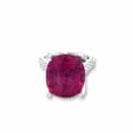 Exquisite ruby ring with intricate white gold band, perfect for elegant occasions.