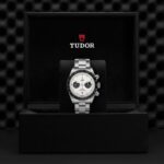 Luxurious Tudor watch in elegant presentation box, showcasing sporty sophistication and exquisite craftsmanship.