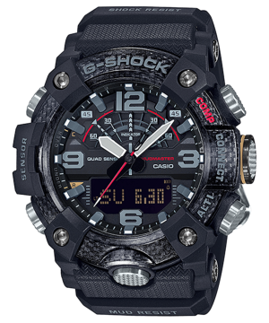 Durable G-Shock watch with analog-digital display, designed for outdoor adventures and extreme conditions.
